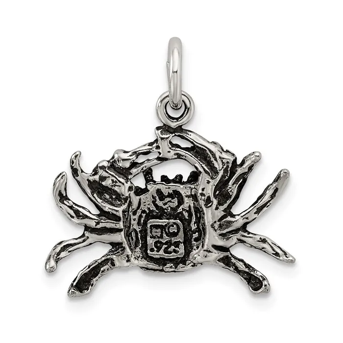 Rings Sterling Silver Antiqued Crab Charm TreasureFineJewelers