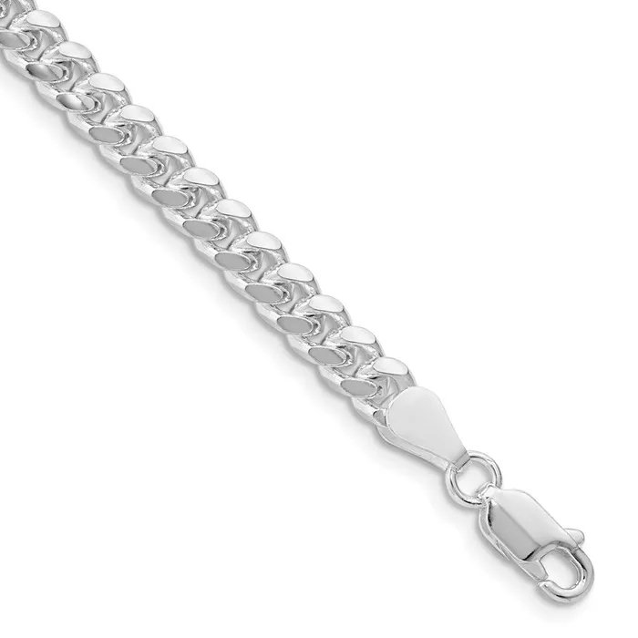 Rings Sterling Silver Rhodiumplated 5mm Domed w Side DC Curb Chain TreasureFineJewelers