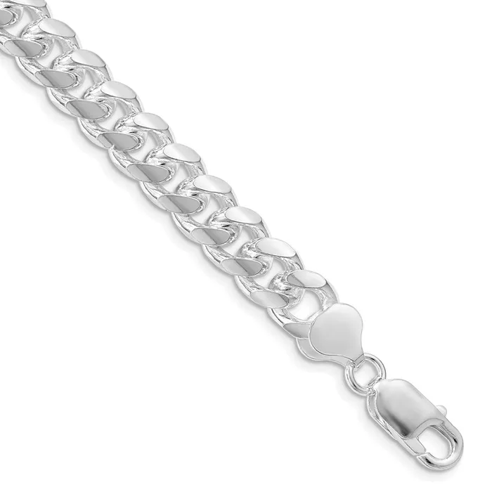 Rings Sterling Silver Rhodiumplated 85mm Domed w Side DC Curb Chain TreasureFineJewelers
