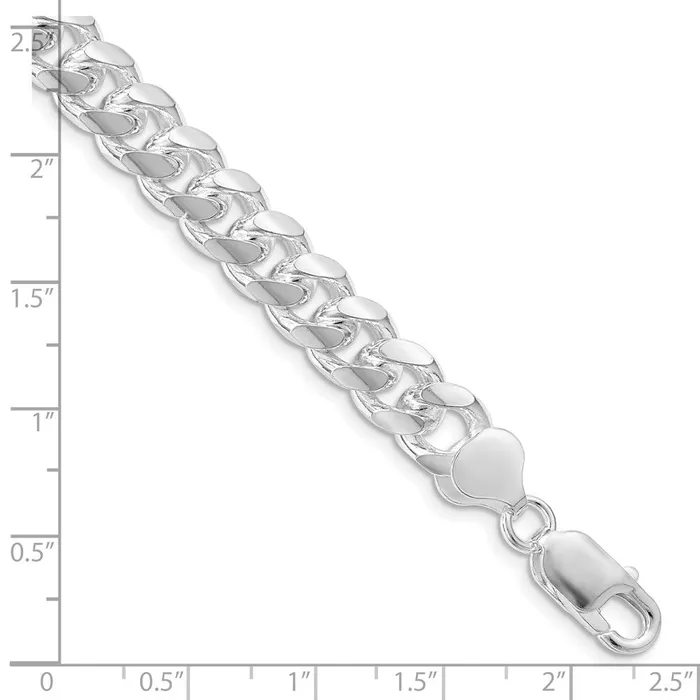 Rings Sterling Silver Rhodiumplated 85mm Domed w Side DC Curb Chain TreasureFineJewelers