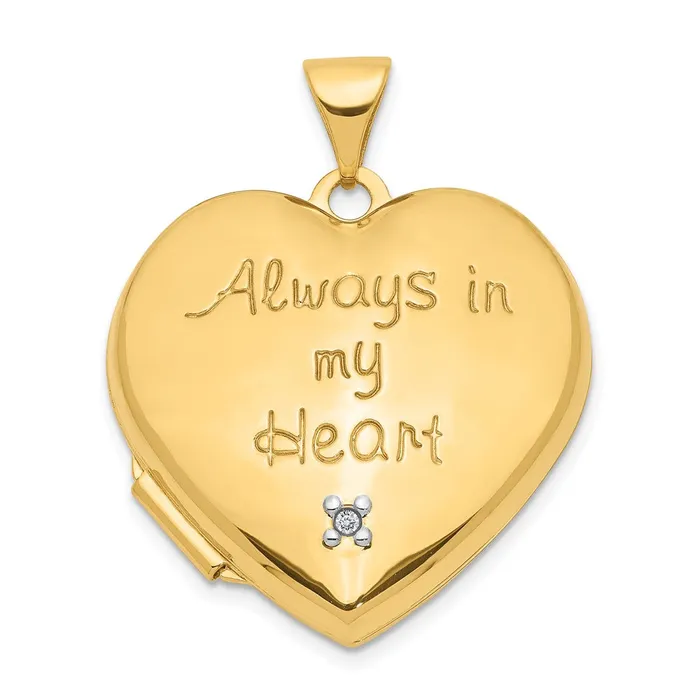 Rings TreasureFineJewelers 14k Twotone Dia Always in my Heart w Heart Charm Inside 21mm Heart Locket