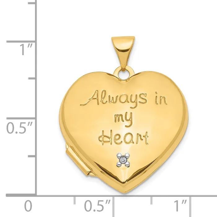Rings TreasureFineJewelers 14k Twotone Dia Always in my Heart w Heart Charm Inside 21mm Heart Locket