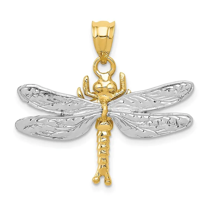 Rings TreasureFineJewelers 14k Twotone Dragonfly Pendant