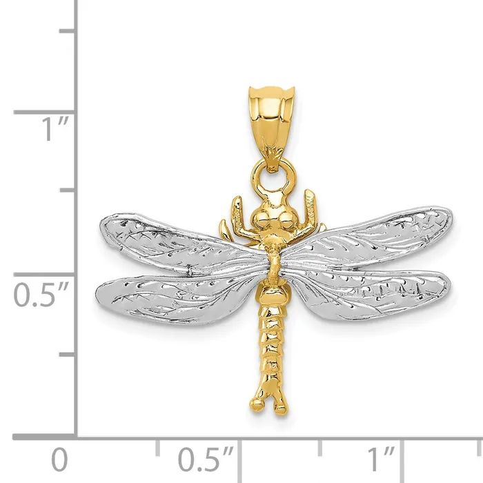 Rings TreasureFineJewelers 14k Twotone Dragonfly Pendant