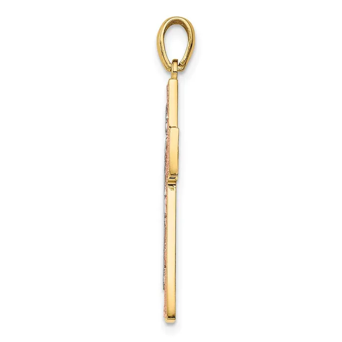 Rings TreasureFineJewelers 14K TwoTone wWhite Rhodium Crucifix Pendant
