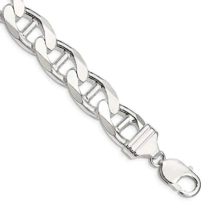 Rings TreasureFineJewelers Sterling Silver 135mm Flat Cuban Anchor Chain