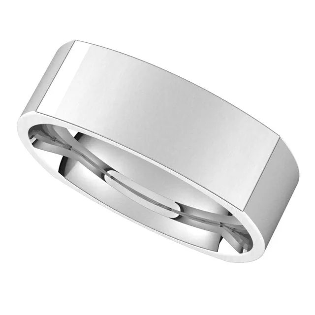 Rings TreasureFineJewelers Sterling Silver 6 mm Square Comfort Fit Wedding Band