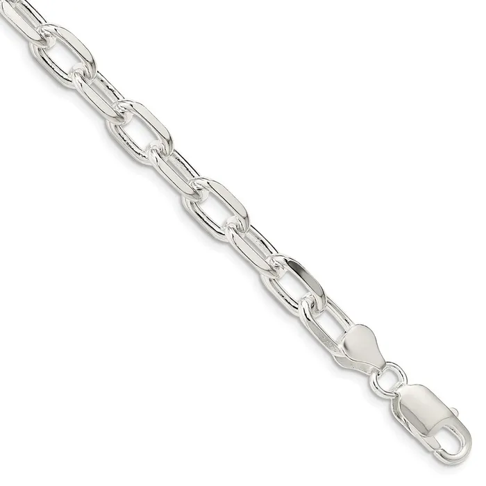 Rings TreasureFineJewelers Sterling Silver 75mm Diamondcut Long Link Cable Chain