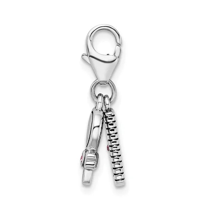 Rings TreasureFineJewelers Sterling Silver Amore La Vita Rhodpl Pink Swarovski Comb Mirror Charm