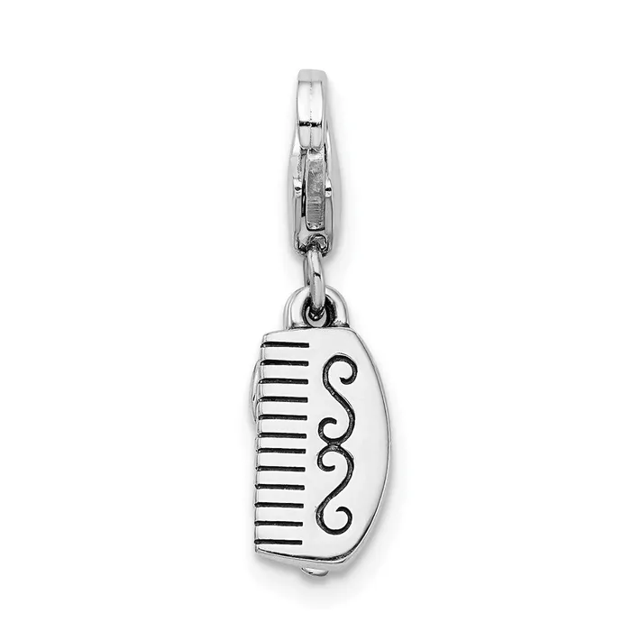 Rings TreasureFineJewelers Sterling Silver Amore La Vita Rhodpl Pink Swarovski Comb Mirror Charm