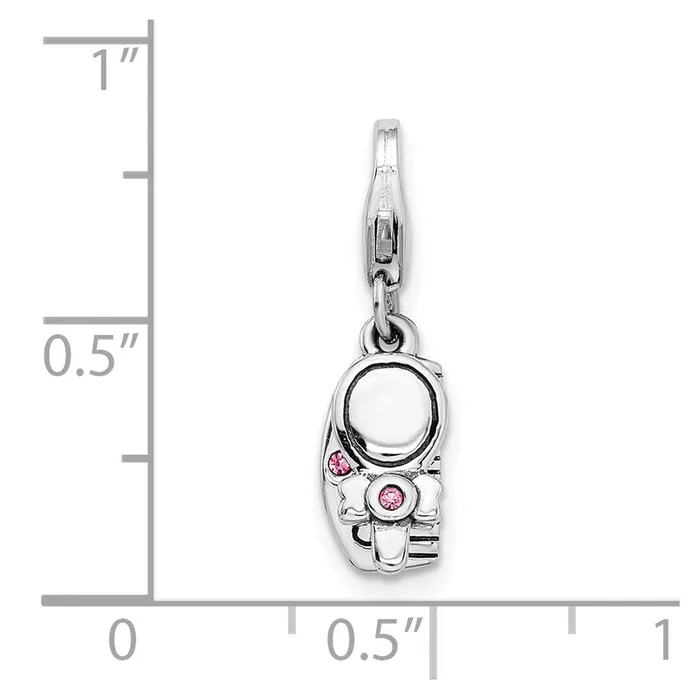 Rings TreasureFineJewelers Sterling Silver Amore La Vita Rhodpl Pink Swarovski Comb Mirror Charm