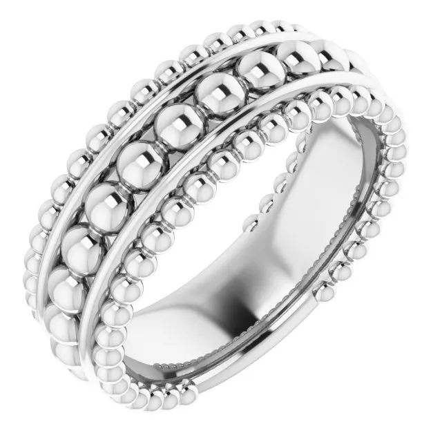 Rings TreasureFineJewelers Sterling Silver Beaded Ring
