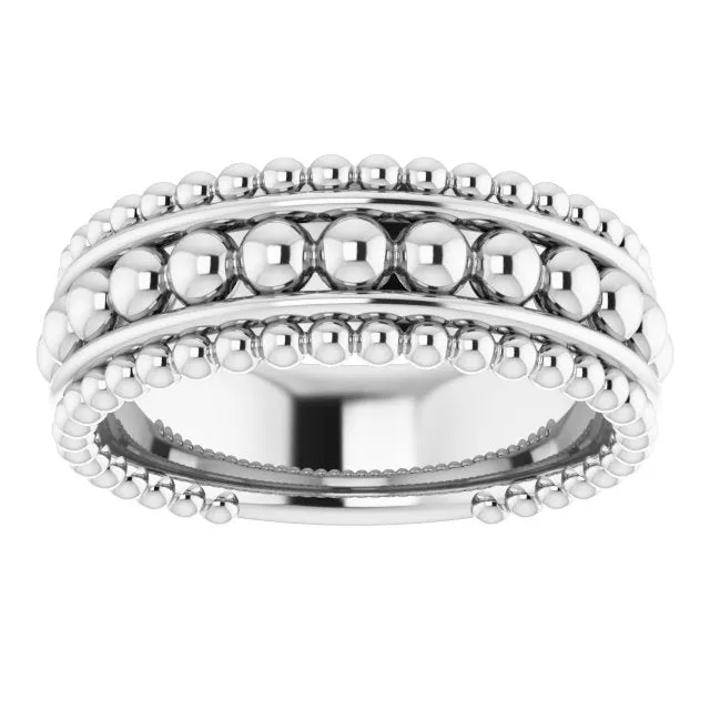 Rings TreasureFineJewelers Sterling Silver Beaded Ring