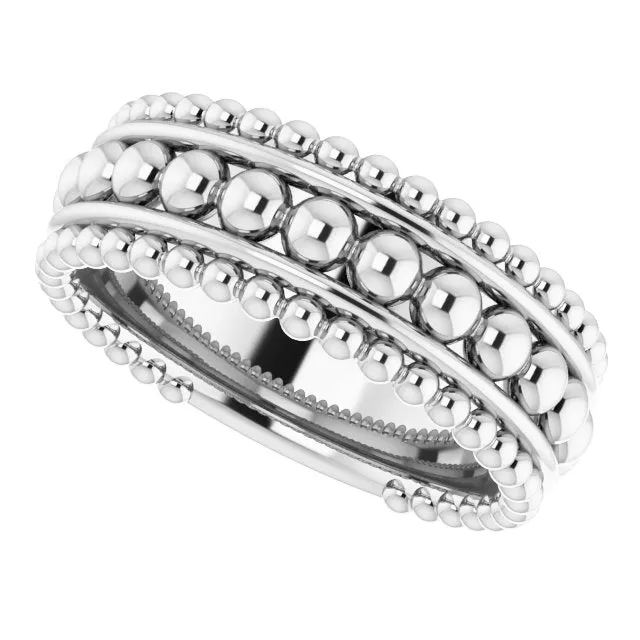Rings TreasureFineJewelers Sterling Silver Beaded Ring