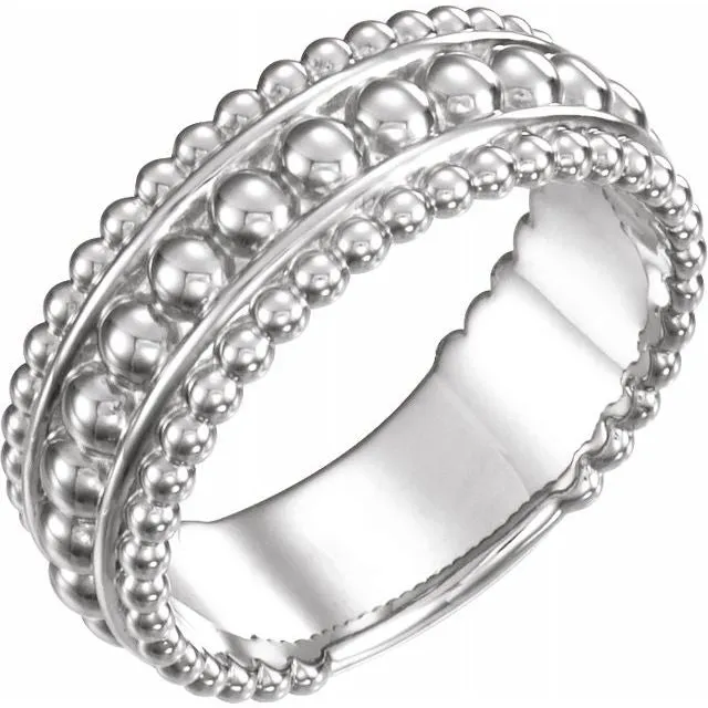 Rings TreasureFineJewelers Sterling Silver Beaded Ring