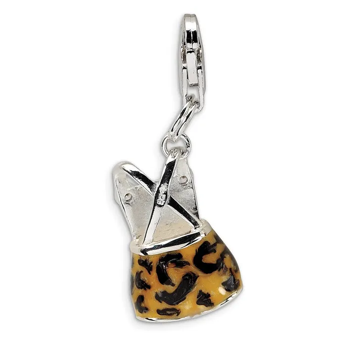Rings TreasureFineJewelers Sterling Silver CZ BlackYellow Enameled Overall wLobster Clasp Charm
