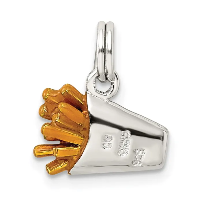 Rings TreasureFineJewelers Sterling Silver Enameled French Fry Charm