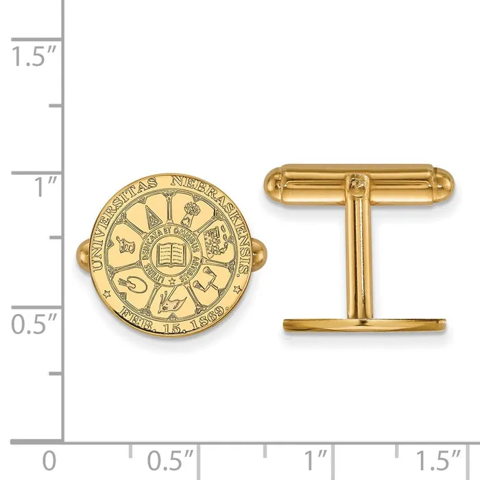 Rings TreasureFineJewelers Sterling Silver Goldplated University of Nebraska Crest Cuff Links