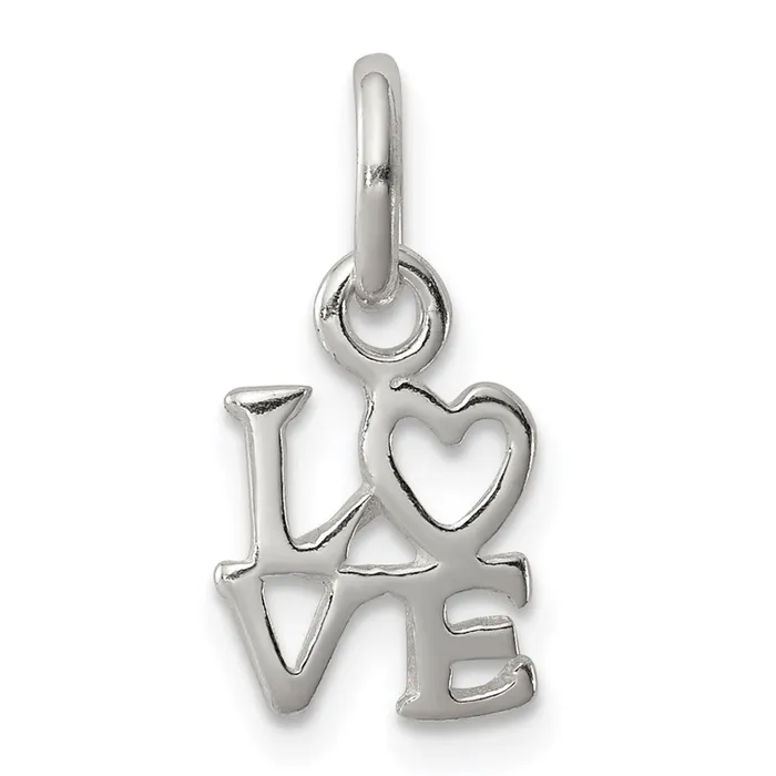 Rings TreasureFineJewelers Sterling Silver Love Charm