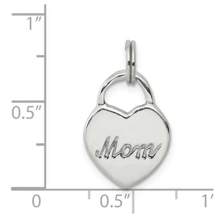 Rings TreasureFineJewelers Sterling Silver Polished MOM Heart Charm