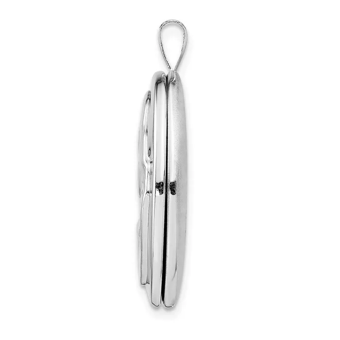 Rings TreasureFineJewelers Sterling Silver Rhodiumplated 26mm Mother and Baby Oval Locket