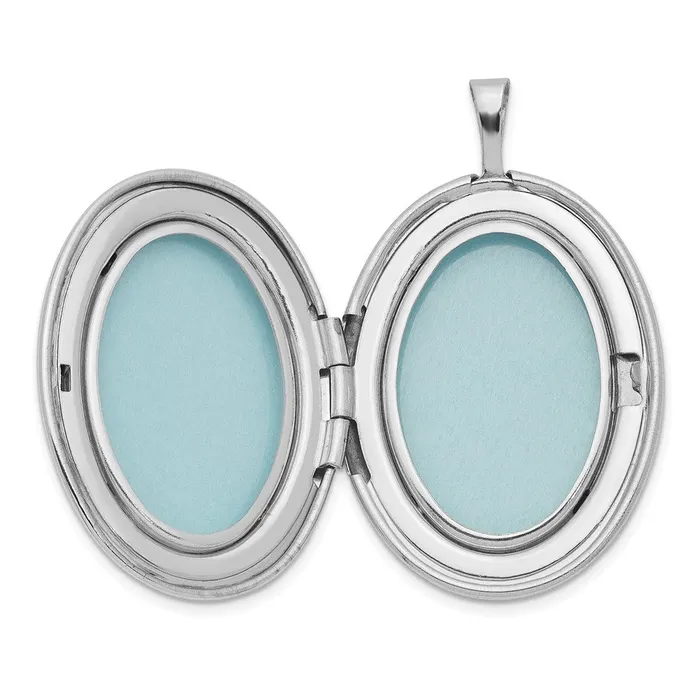 Rings TreasureFineJewelers Sterling Silver Rhodiumplated 26mm Mother and Baby Oval Locket
