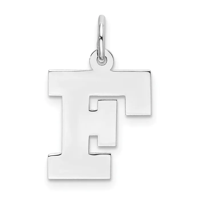 Rings TreasureFineJewelers Sterling Silver Rhodiumplated Block Letter F Initial Charm