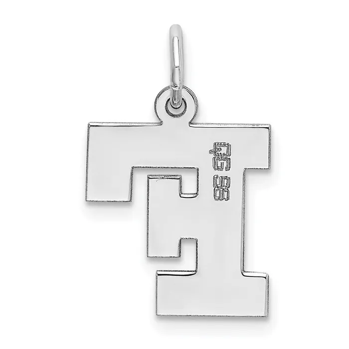 Rings TreasureFineJewelers Sterling Silver Rhodiumplated Block Letter F Initial Charm