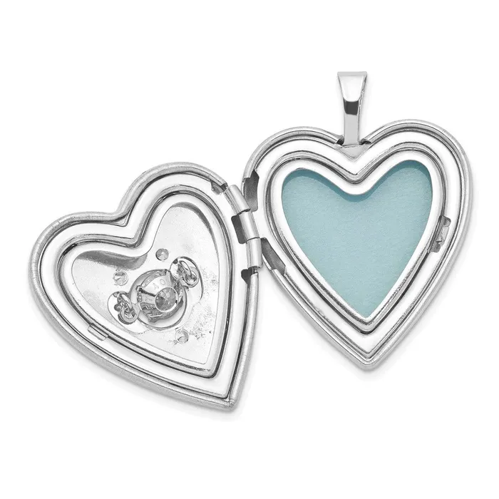 Rings TreasureFineJewelers Sterling Silver Rhodiumplated Diamond Vibrant CZ Heart Locket