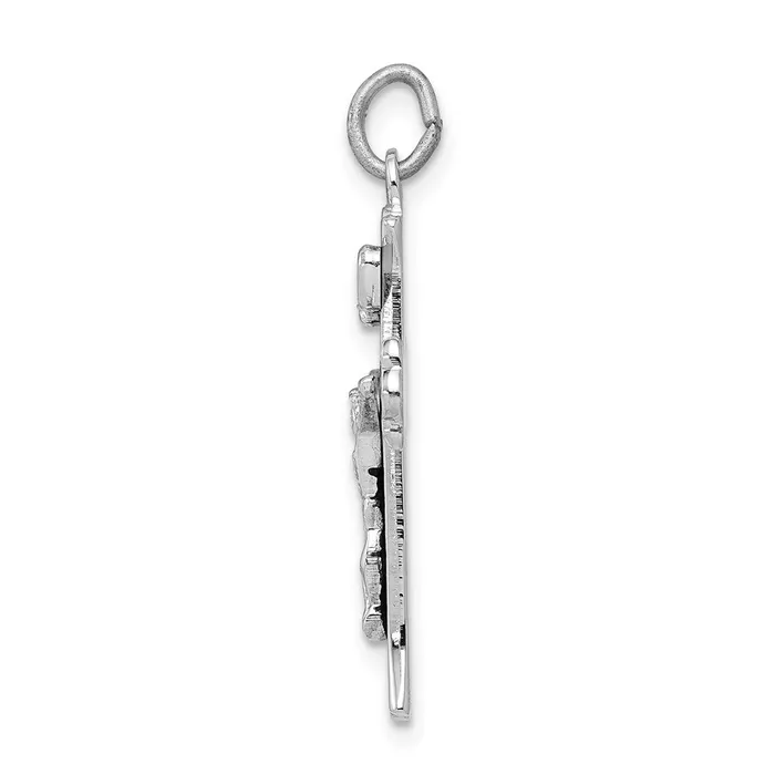 Rings TreasureFineJewelers Sterling Silver Rhodiumplated Enameled INRI Crucifix Charm