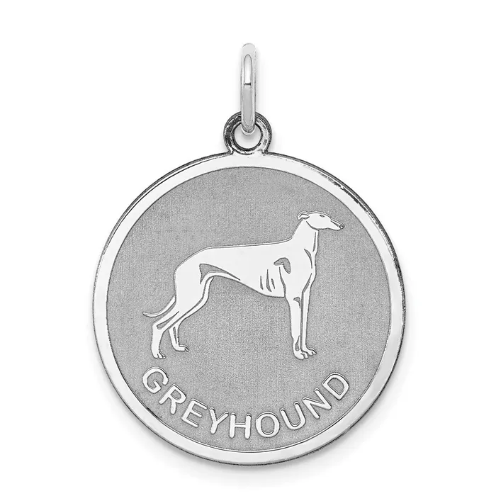 Rings TreasureFineJewelers Sterling Silver Rhodiumplated Greyhound Disc Charm