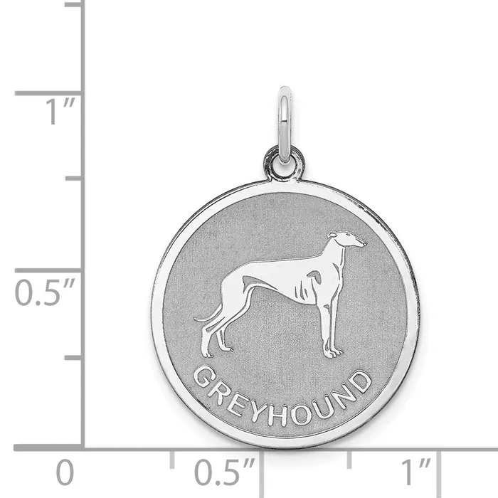 Rings TreasureFineJewelers Sterling Silver Rhodiumplated Greyhound Disc Charm