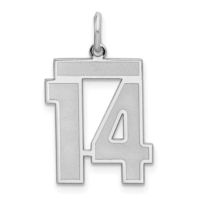 Rings TreasureFineJewelers Sterling SilverRhodiumplated Satin Number 14 Charm Rings TreasureFineJewelers Sterling SilverRhodiumplated Satin Number 14 Charm