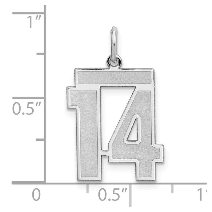 Rings TreasureFineJewelers Sterling SilverRhodiumplated Satin Number 14 Charm