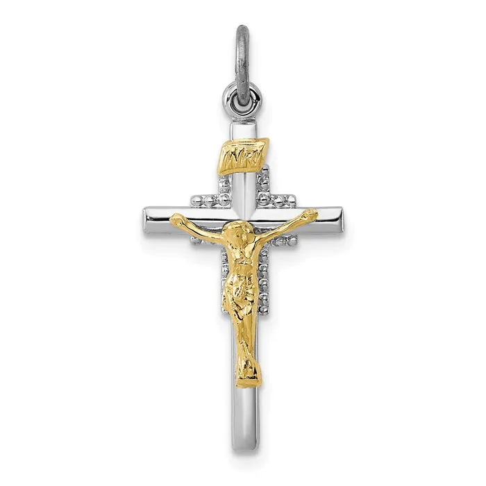 Rings TreasureFineJewelers Sterling Silver Rhodiumplated Vermeil INRI Crucifix Charm