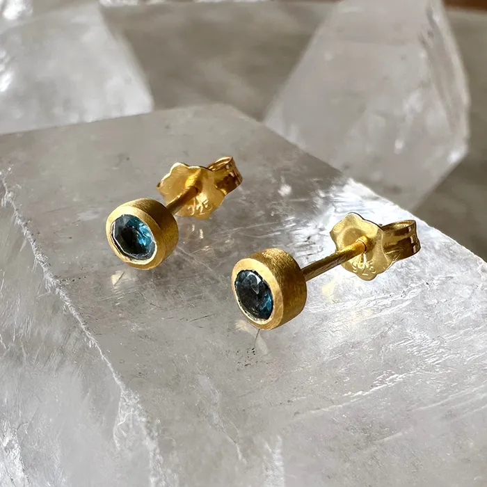 Robindira Unsworth Earrings Petite Blue Tourmaline Stud Earrings