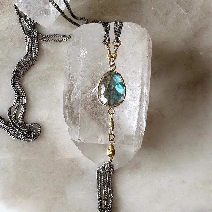 Robindira Unsworth Necklaces Talulah Labradorite Tassel Necklace