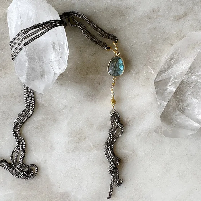 Robindira Unsworth Necklaces Talulah Labradorite Tassel Necklace
