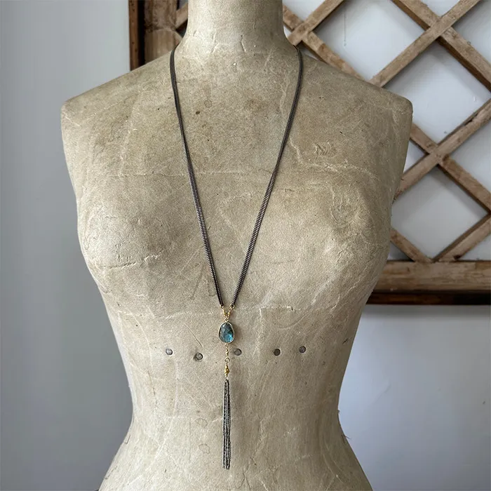 Robindira Unsworth Necklaces Talulah Labradorite Tassel Necklace