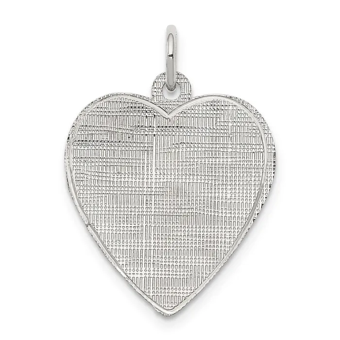 SS Rhplt Engraveable Heart Patterned Polished FrontSatin Back Disc TreasureFineJewelers Necklaces SS Rhplt Engraveable Heart Patterned Polished FrontSatin Back Disc TreasureFineJewelers Necklaces
