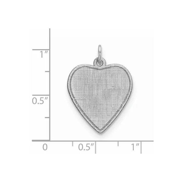 SS Rhplt Engraveable Heart Patterned Polished FrontSatin Back Disc TreasureFineJewelers Necklaces
