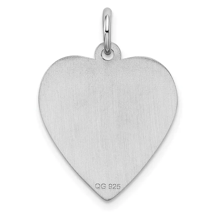 SS Rhplt Engraveable Heart Patterned Polished FrontSatin Back Disc TreasureFineJewelers Necklaces