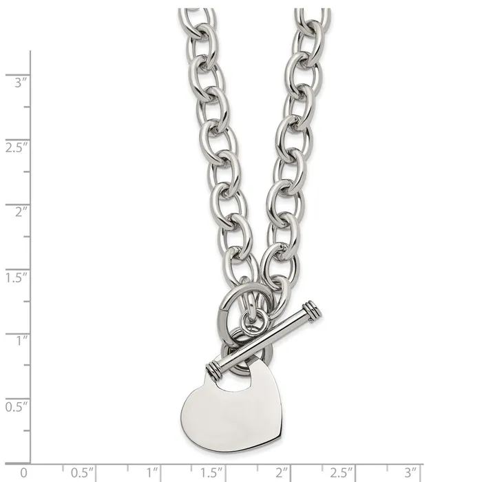 Stainless Steel Polished Heart Toggle 18in Necklace TreasureFineJewelers Necklaces