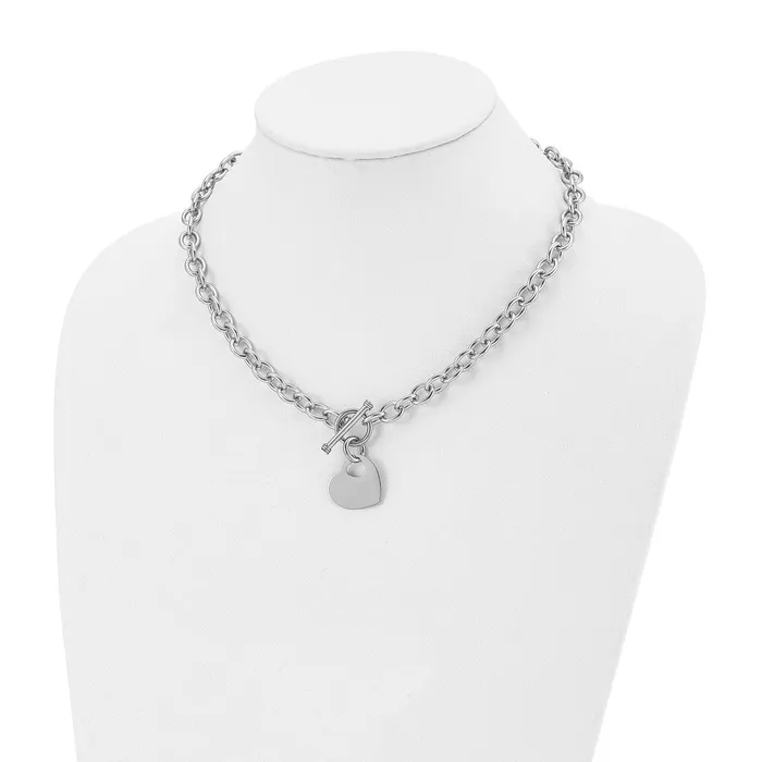 Stainless Steel Polished Heart Toggle 18in Necklace TreasureFineJewelers Necklaces