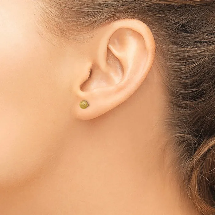 Stainless Steel Polished Laser cut Yellow IPplated 5mm Ball Post Earrings TreasureFineJewelers Earrings
