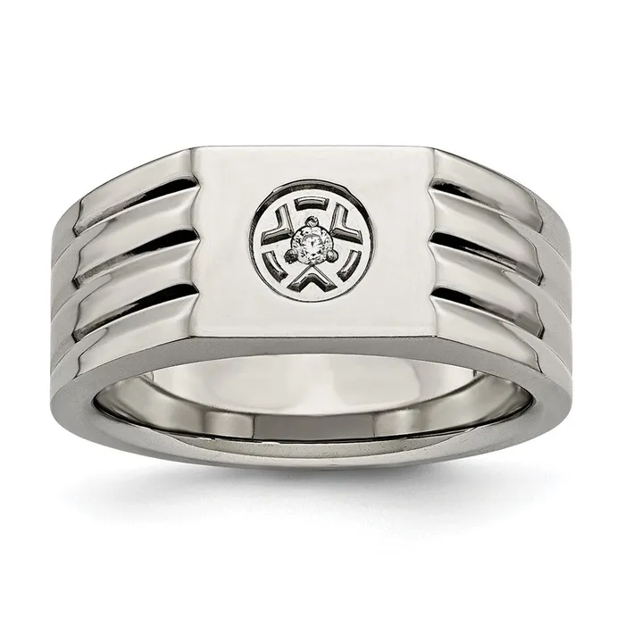 Stainless Steel Polished with CZ Ring TreasureFineJewelers Rings