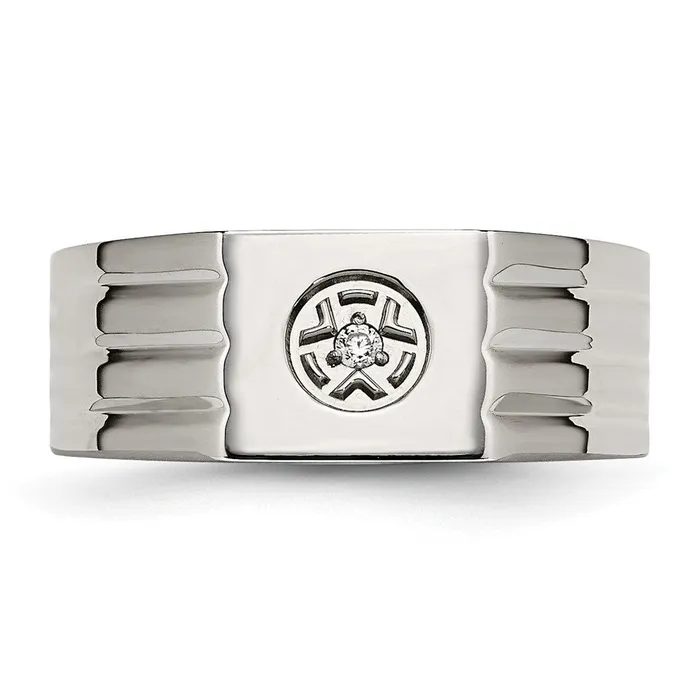 Stainless Steel Polished with CZ Ring TreasureFineJewelers Rings