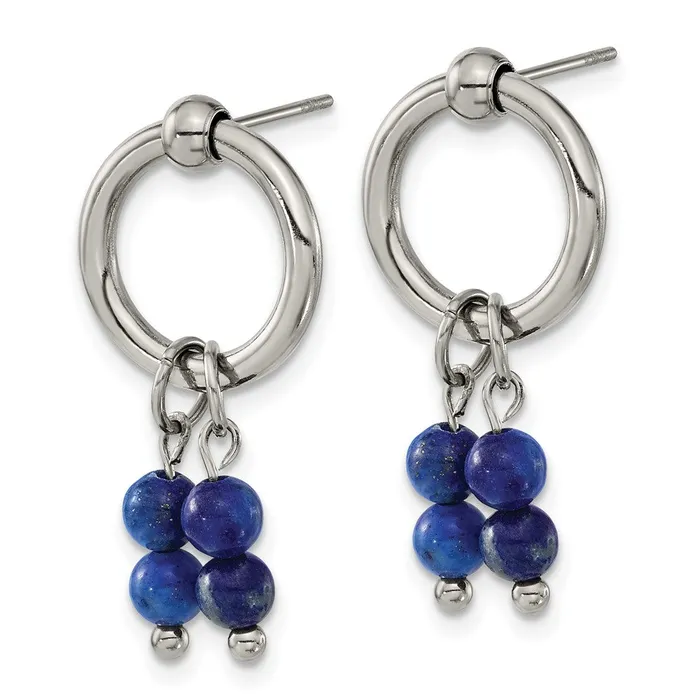 Stainless Steel Polished with Lapis Post Dangle Earrings TreasureFineJewelers Earrings