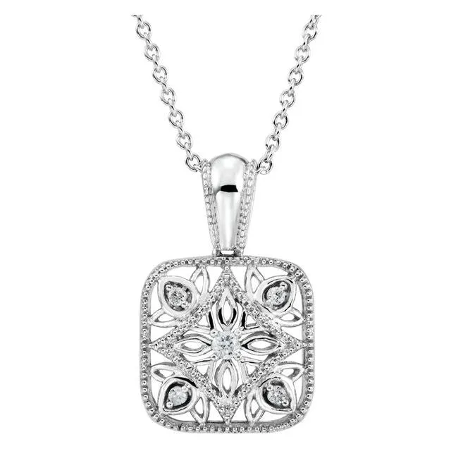 Sterling Silver 05 CTW Diamond Accented 18 Necklace TreasureFineJewelers Necklaces