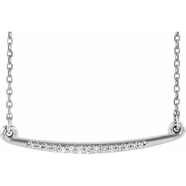 Sterling Silver 05 CTW Diamond Curved Bar 1618 Necklace TreasureFineJewelers Necklaces Sterling Silver 05 CTW Diamond Curved Bar 1618 Necklace TreasureFineJewelers Necklaces